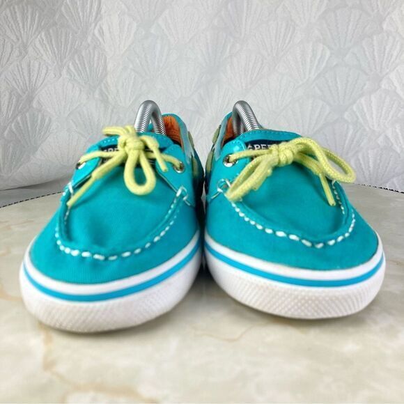 Sperry Shoes Women 6.5 Turquoise Blue Classic Summer Driving Slip On Boat Loafer - Picture 3 of 10